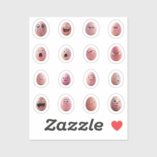 Lustige Chibi-Ostereier-Sticker – 16 Stück Aufkleber (Blatt)