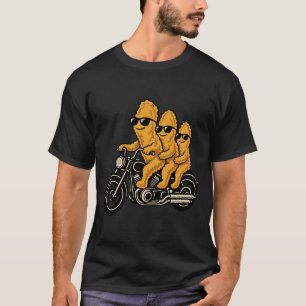 Lustige Chicken Nuggets auf einem Motorrad fahren T-Shirt