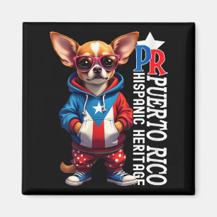 Lustige Chihuahua-Hündin Damen Puerto Rico-Flagge Magnet