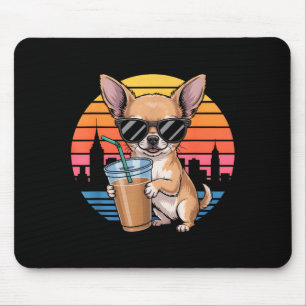 Lustige Chihuahua-Sonnenbrille Eiskaffee vintage Mousepad