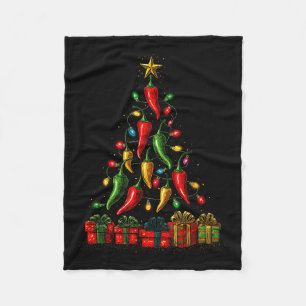 Lustige Chili Paprika Weihnachtsbaum Grafik  Fleecedecke