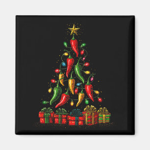 Lustige Chili Paprika Weihnachtsbaum Grafik Magnet