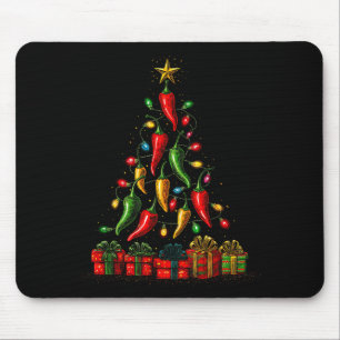 Lustige Chili Paprika Weihnachtsbaum Grafik  Mousepad