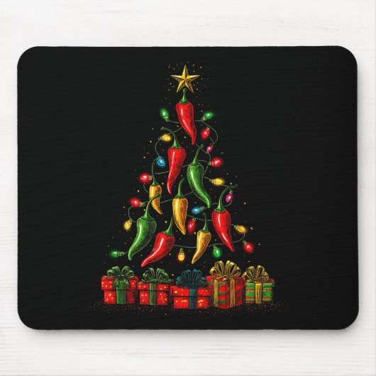 Lustige Chili Paprika Weihnachtsbaum Grafik Mousepad (Vorne)
