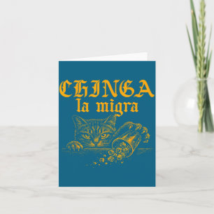 Lustige Chinga La Migra Retro-Katze Karte