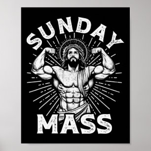 Lustige christliche Sonntag M Bodybuilder Fitnesss Poster