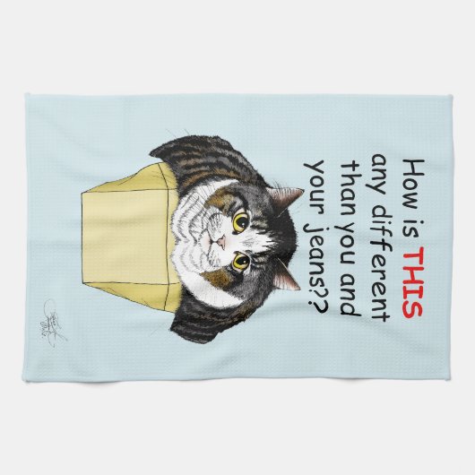 lustige Chubby Tabby Cat Box Geschirrtuch (Horizontal)