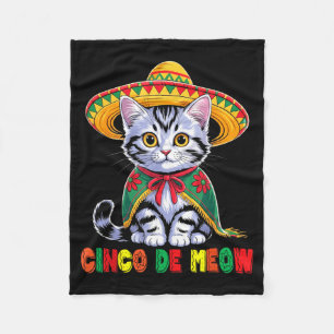 Lustige Cinco De Mayo Mexikanische Katze mit Sombr Fleecedecke