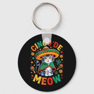 Lustige Cinco De Mayo Mexikanische Katze mit Sombr Schlüsselanhänger