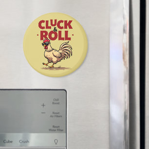 Lustige "Cluck & Roll" Coole Hahn Cartoon Gestaltu Magnet