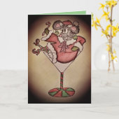 Lustige Cocktail-Maus-Weihnachtskarte Karte (Gelbe Blume)