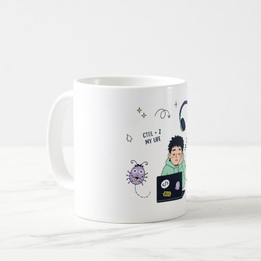 Lustige Coding-Programmierer-Kaffeetasse – Strg + Kaffeetasse (Vorderseite Links)