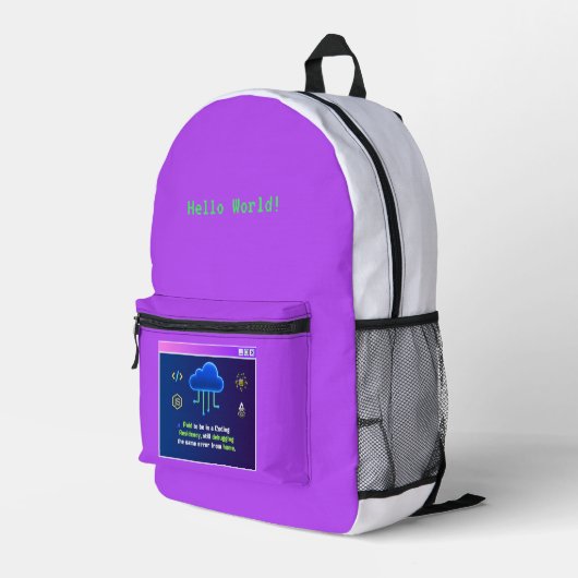 Lustige Coding-Residenz, Retro-Synthwave-Neon-Hack Bedruckter Rucksack (Rückseitige Ecke Rechts)