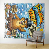 Lustige Comic Groundhog Day Kulisse Wandteppich (Beispiel (Horizontal))