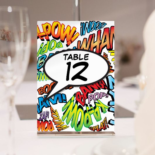 Lustige Comic- Pop-Art-Tischnummer Tischnummer