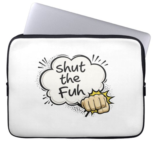 Lustige Comic-Style-"Halt die Klappe"-Laptop-Hülle Laptopschutzhülle (Vorderseite)