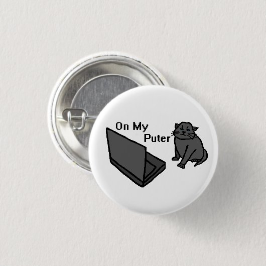 Lustige Computerkatzen-Meme Button (Vorne & Hinten)