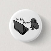 Lustige Computerkatzen-Meme Button (Vorderseite)