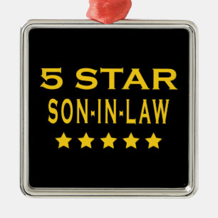Lustige coole Geschenke: Fünf Stern-Schwiegersohn Silbernes Ornament