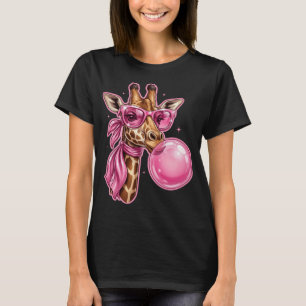 Lustige Coole Giraffe Rosa Bubble Gum Brille Cute T-Shirt