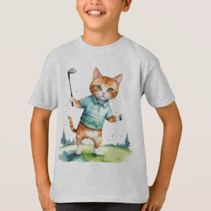 Lustige Coole Katze Golfer Golfspiel Tier Humor T-Shirt