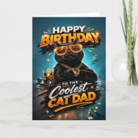 Lustige Coole Katze Papa Happy Birthday Karte für