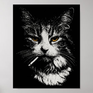 Lustige coole Katze raucht lustige Meme-Zigarette Poster
