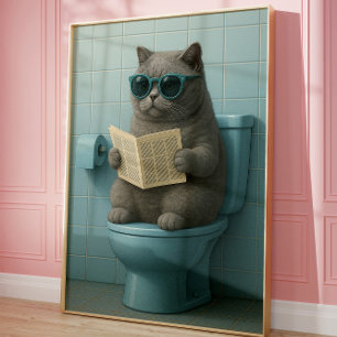 Lustige coole Katzen-Badezimmer-Trend-Wandkunst  Poster