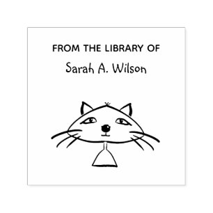 Lustige, coole Kunstkatze aus der Bibliothek Perso Permastempel