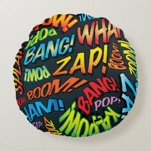 Lustige coole moderne Typografie trendige Comic-Bo Rundes Kissen