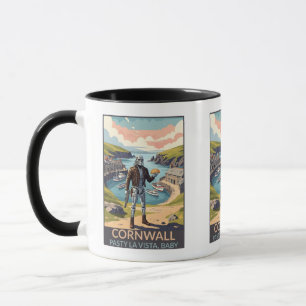Lustige Cornwall WPA-Stil Kaffeetasse