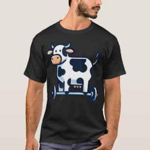 Lustige Cow-Karikatur im Fitnessstudio-Design zum T-Shirt