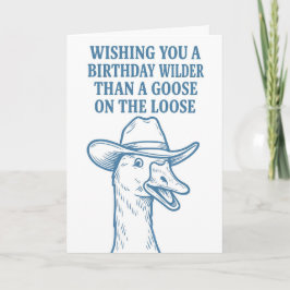 Lustige Cowboy-Gans-Geburtstagskarte: Blaue Linien Karte