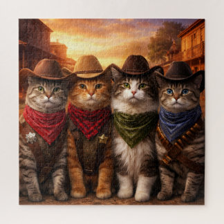 Lustige Cowboy-Katzen-Puzzle | Süße westliche Katz Puzzle
