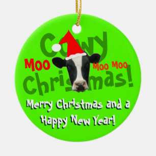 Lustige Cowy Weihnachtssankt-Kuh Keramikornament