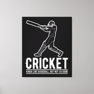 Lustige Cricket-Baseball-Sportskarikatur Leinwanddruck
