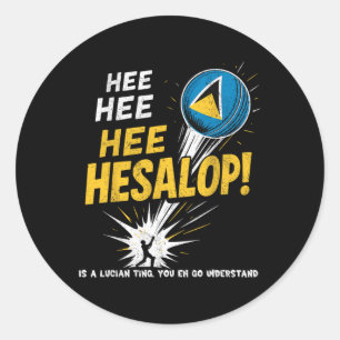 Lustige Cricket-Fans Hesalop Saint Lucian Flag Her Runder Aufkleber