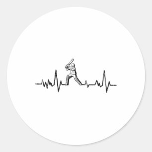 Lustige Cricket-Herzfrequenz-Grafik für Spieler 1 Runder Aufkleber
