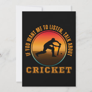 Lustige Cricket-Sprüche Vintage-Silhouette Spieler Einladung