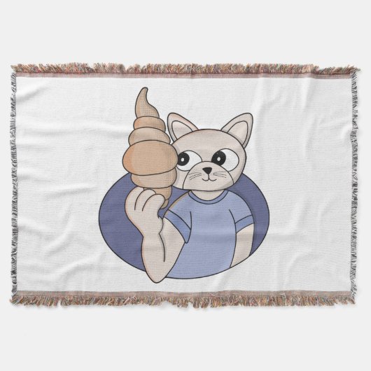 Lustige Croissant-Katze Decke (Vorderseite)