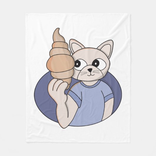 Lustige Croissant-Katze Fleecedecke (Vorderseite)