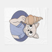 Lustige Croissant-Katze Fleecedecke (Vorderseite (Horizontal))