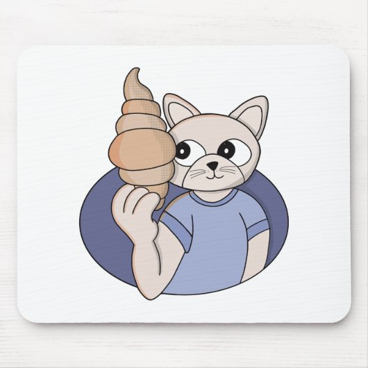 Lustige Croissant-Katze Mousepad (Vorne)