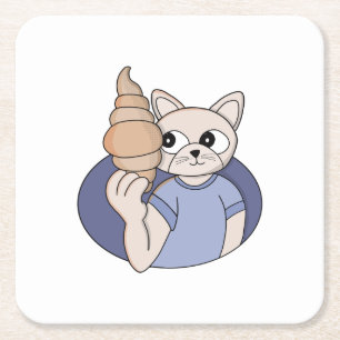 Lustige Croissant-Katze Rechteckiger Pappuntersetzer
