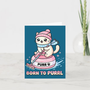 Lustige Curling-Katze Born Purrl Illustration Karte