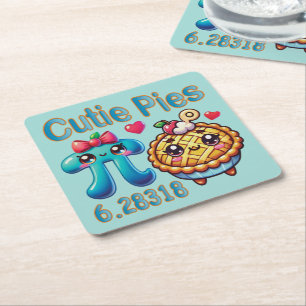 Lustige „Cutie Pies“ Süßes Pi-Symbol & Pie-Pun Rechteckiger Pappuntersetzer