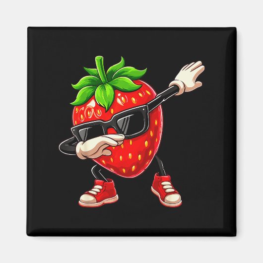 Lustige Dabbing Erdbeere Sommer Frucht Liebhaber M Magnet (Vorne)