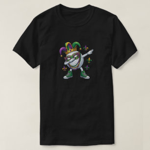 Lustige Dabbing Golfball Mardi Gras Narrenhut T-Shirt