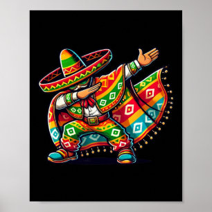 Lustige Dabbing-Jungs mexikanischer Poncho Cinco D Poster
