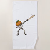 Lustige Dabbing-Kürbiskopf-Baseball-Geschenkidee Strandtuch (Vorderseite)